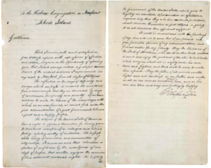 A letter from George glass of wine to the future. Washington addressed to the Hebrew congregation in Newport, Rhode Island