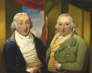 A portrait of brothers Moses and Samuel Hart depicts members of the Jewish community in Newport, Rhode Island. it tells a story of resilience during the Revolutionary War, circa 1795